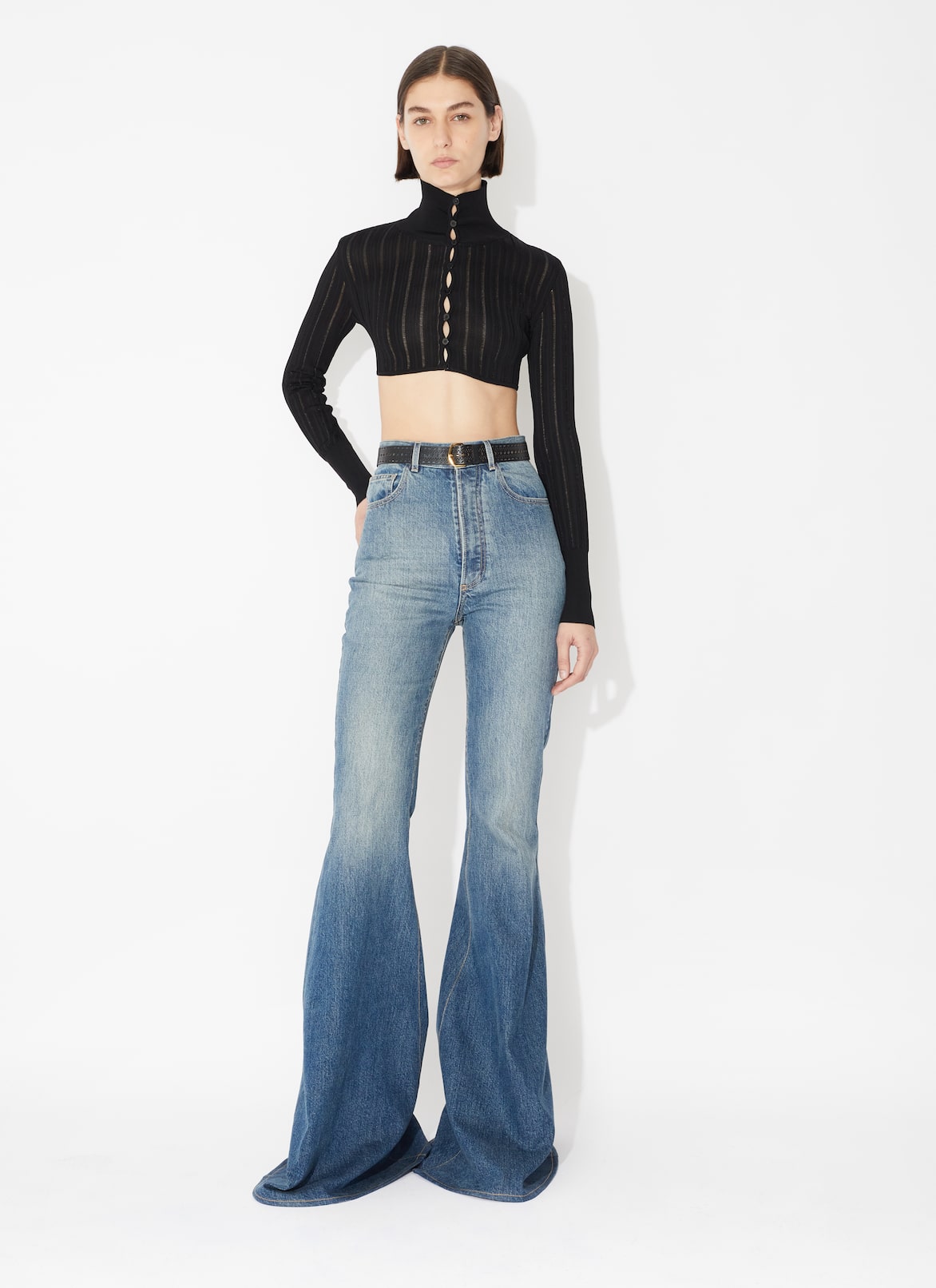 Flared denim pant ALAÏA BLUE FLARED DENIM PANT